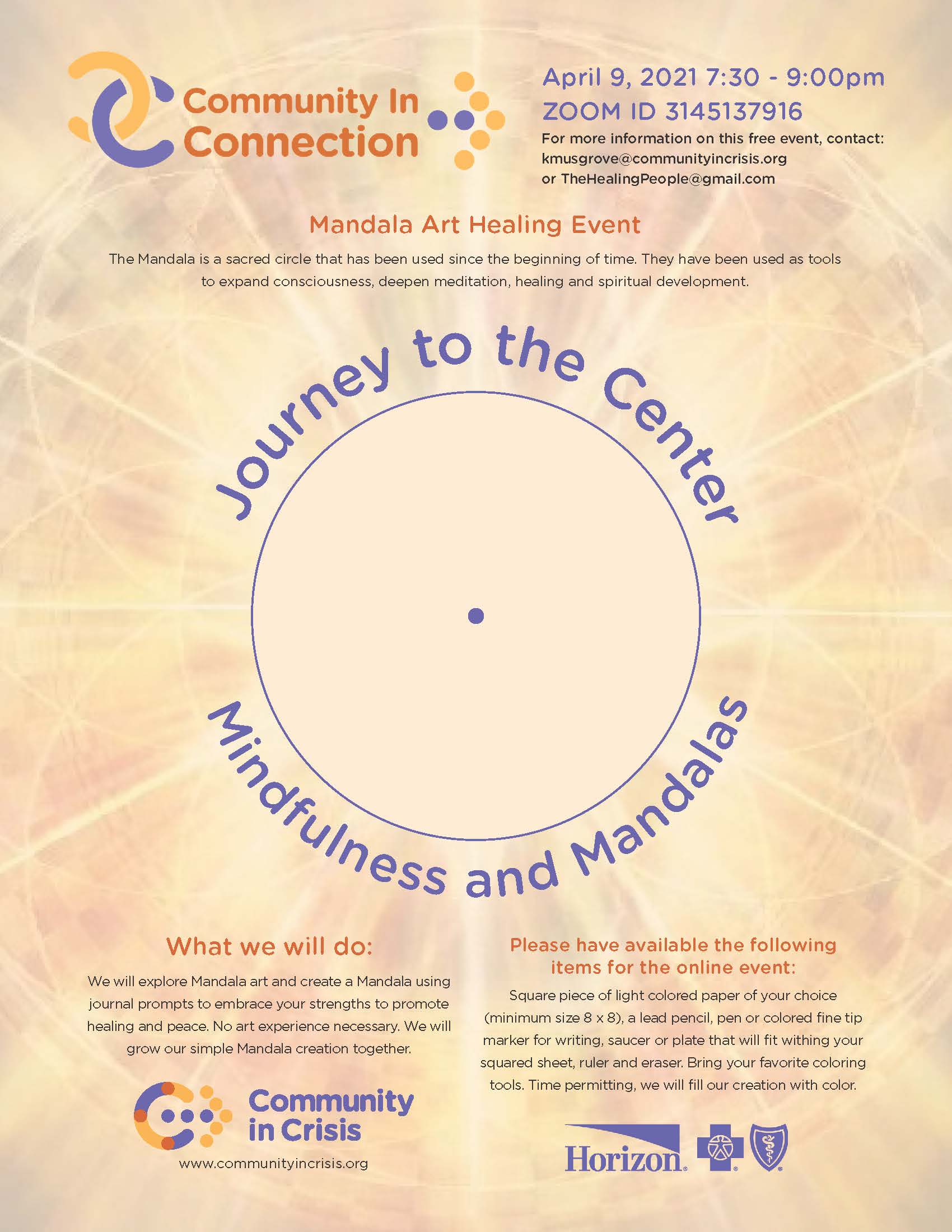 CIC Art Mandala Workshop 5 With Zoom