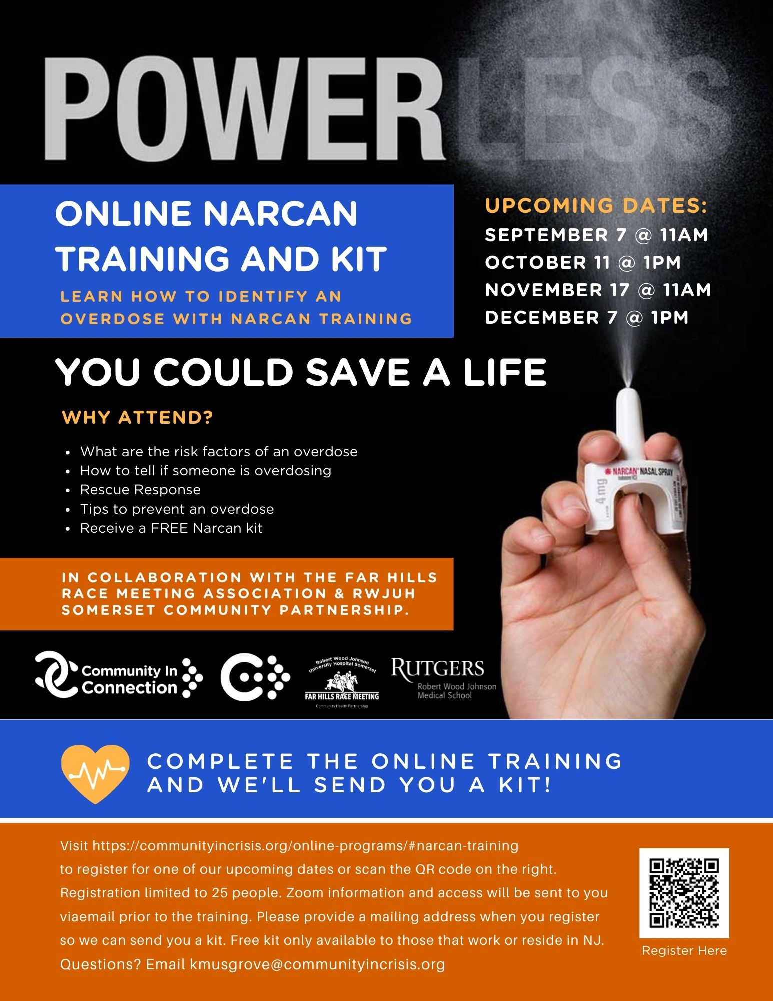 CiC Narcan Training Upcoming Dates