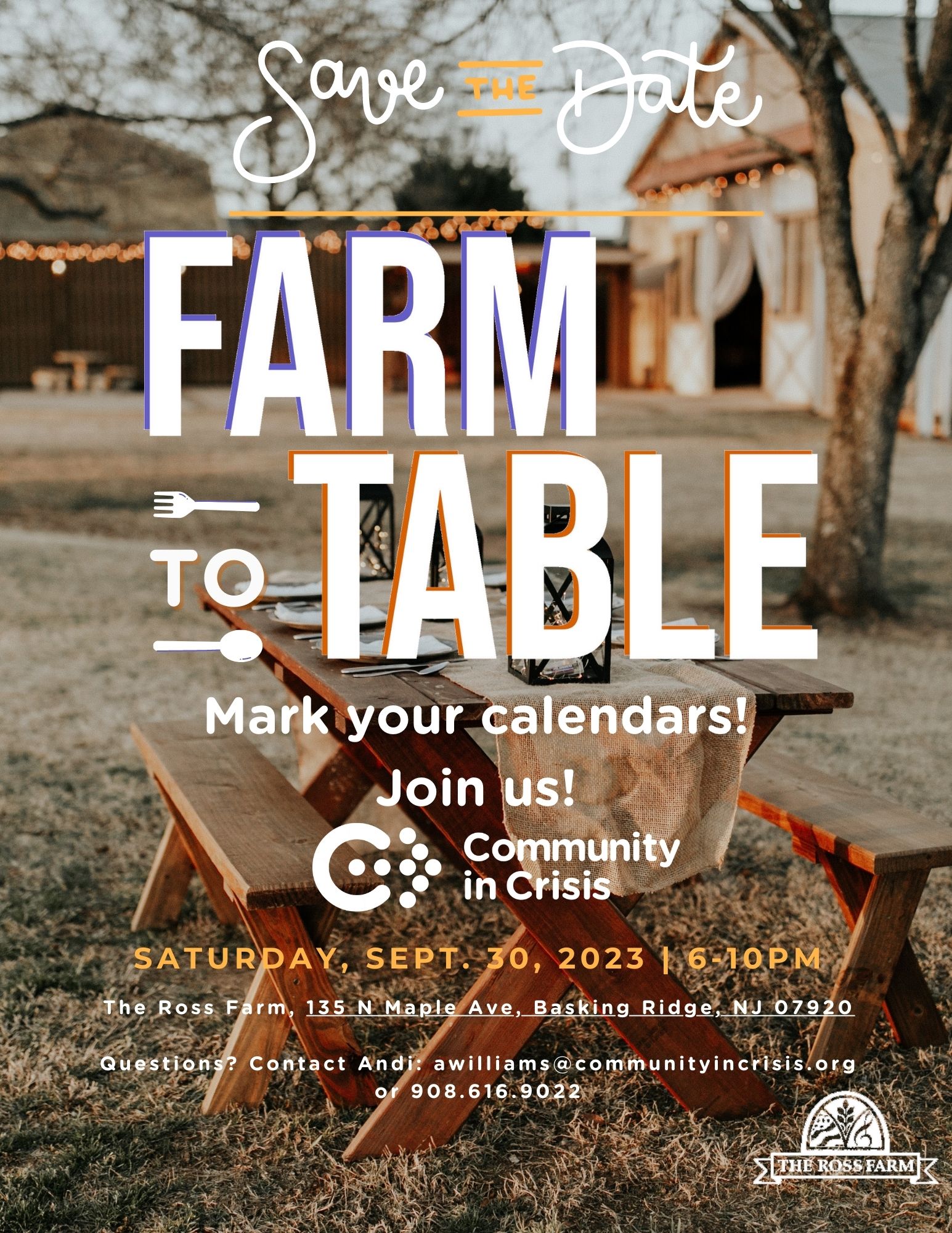 CIC Farm to Table Fundraiser Save the Date