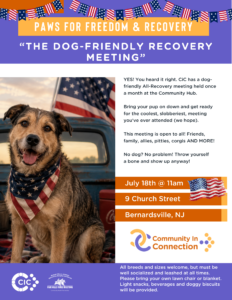 CiC Canines for Recovery Meeting dog friendly bernardsville